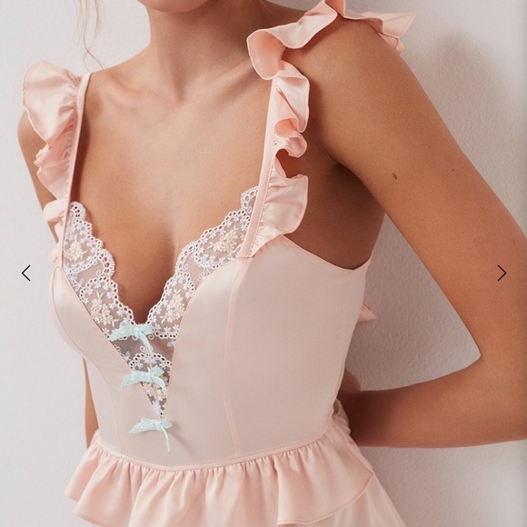 For Love And Lemons Pants - Pink embroidery romper
